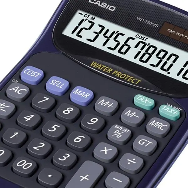 ماشین حساب کاسیو مدل WD-220MS Casio WD-220MS Calculator