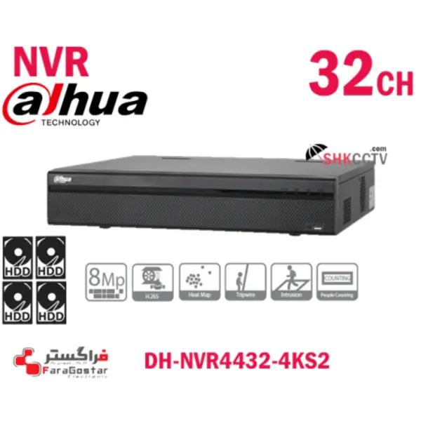 ان وی آر داهوا 32 کانال مدل DH-NVR4432-4KS2 NVR4432-4KS2 32 Channel Digital Video Recorder - 3