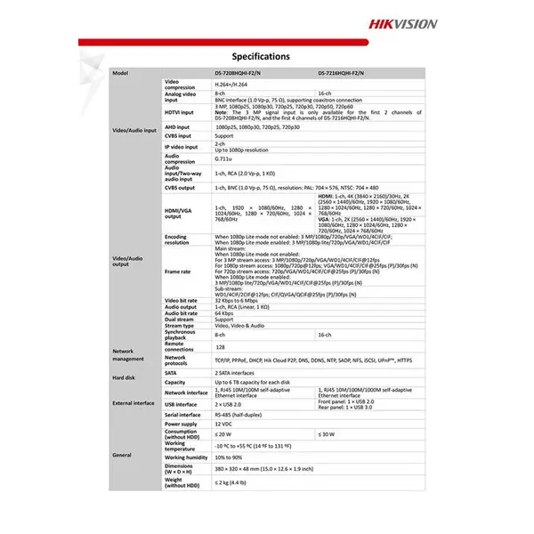 هایک ویژن دستگاه DVR مدل DS-7208HQHI-F2/N - 4