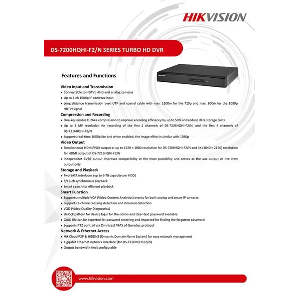 هایک ویژن دستگاه DVR مدل DS-7208HQHI-F2/N - 3