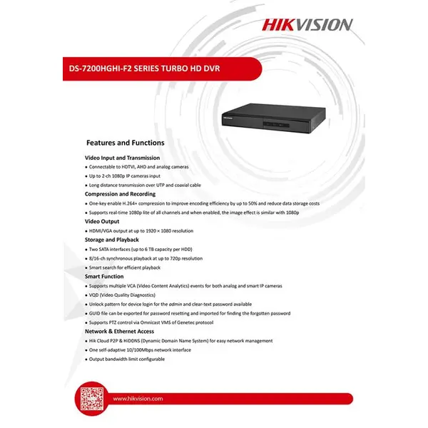 هایک ویژن دستگاه DVR مدل DS-7216HGHI-F2