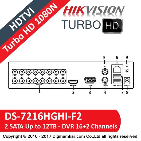 هایک ویژن دستگاه DVR مدل DS-7216HGHI-F2
