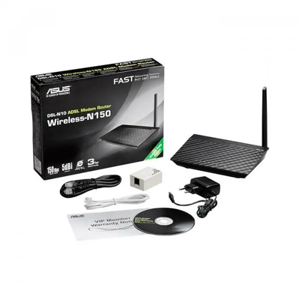 مودم-روتر ADSL و بی سیم ایسوس مدل DSL-N10 C1 Asus DSL-N10 C1 Wireless-N150 ADSL Modem Router ASUS DSL Modem N10-B1