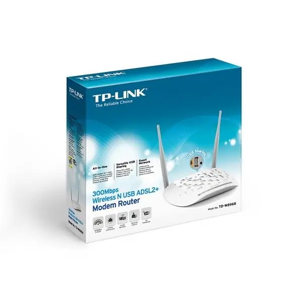TP-LINK TD-W8968 Wireless N300 ADSL2+ Modem Router