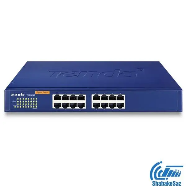 سوییچ هوشمند 16 پورت 10/100/1000 تندا تی ای جی 1216 تی Tenda 16-Port 10/100/1000Mbps + 2 Shared Mini-GBIC Ports Gigabit Smart Switch TEG1216T - 2