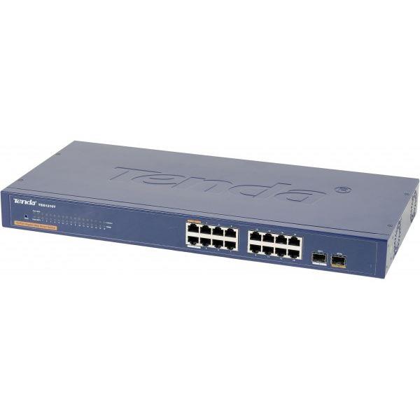 Tenda 16-Port 10/100/1000Mbps + 2 Shared Mini-GBIC Ports Gigabit Smart Switch TEG1216T