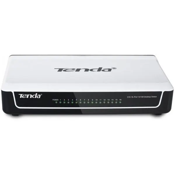 سوییچ شبکه دسکتاپ 16 پورت 10/100 تندا اس 16 Tenda 16-Port 10/100 Desktop Switch S16