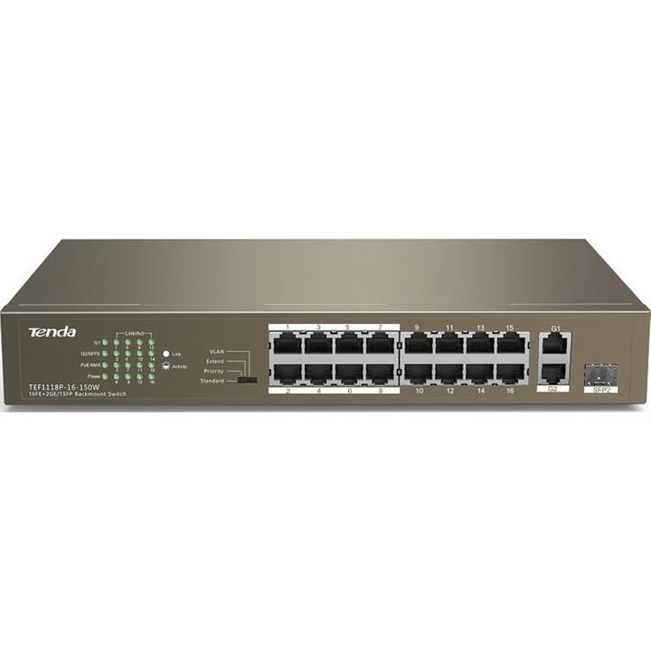 Switch: Tenda 16-Port Gigabit Desktop/Rackmount PoE TEF1118P-16-150W