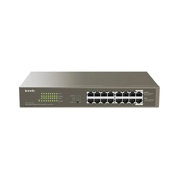سوییچ 16 پورت POE غیر مدیریتی تندا TEG1116P 16Port Gigabit Ethernet Switch TEG1116P-16-150W