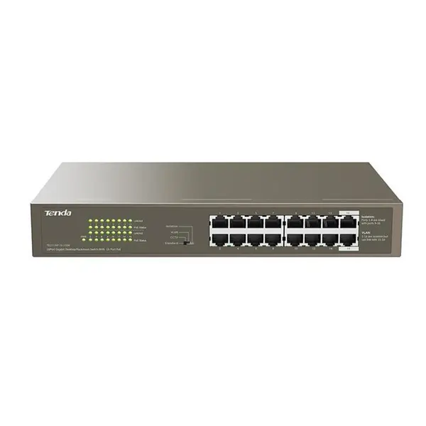 سوییچ 16 پورت POE غیر مدیریتی تندا TEG1116P 16Port Gigabit Ethernet Switch TEG1116P-16-150W