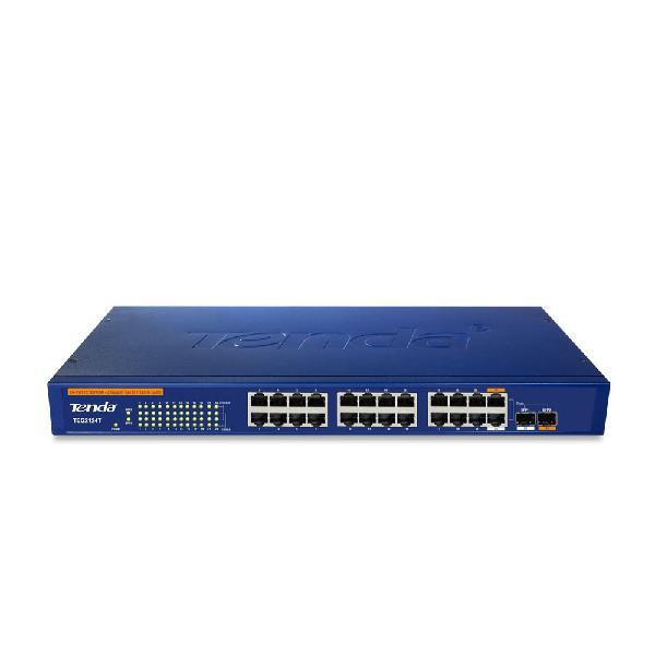 Tenda 24-Port 10/100/1000Mbps + 2 Gigabit Fiber SFP Uplink Switch TEG2124T