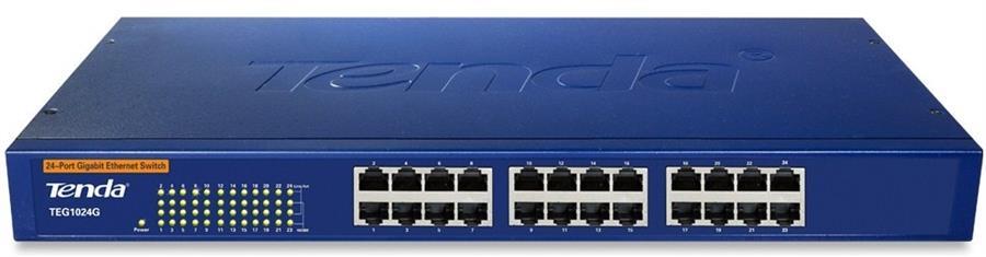 Tenda 24-Port 10/100/1000Mbps + 2 Gigabit Fiber SFP Unmanaged Switch TEG1024T