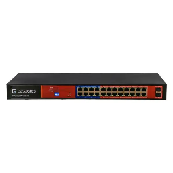 سوییچ 24 پورت PoE ایزی گیگز مدل SWU-1401-26GPS EASYGIGS SWU-1401-26GPS 24-Ports PoE Switch