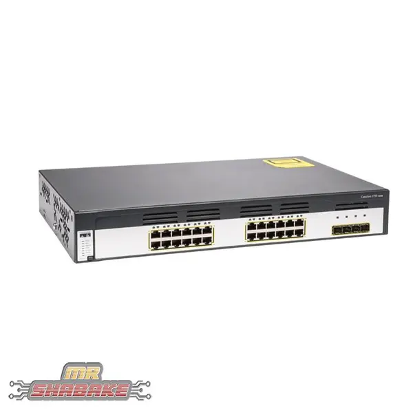 سوئیچ 24 پورت سیسکو مدل WS-C3750G-24TS-E1U Cisco WS C3750G 24TS E Switch - 4