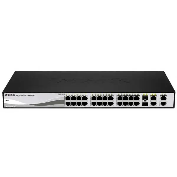 سوییچ 28 پورت 10/100 و اسمارت دی-لینک مدل DES-1210-28 همراه با چهار پورت گیگابیتی D-Link DES-1210-28 28-Port 10/100Mbps Web Smart Switch With 4 Gigabit Ports - 2
