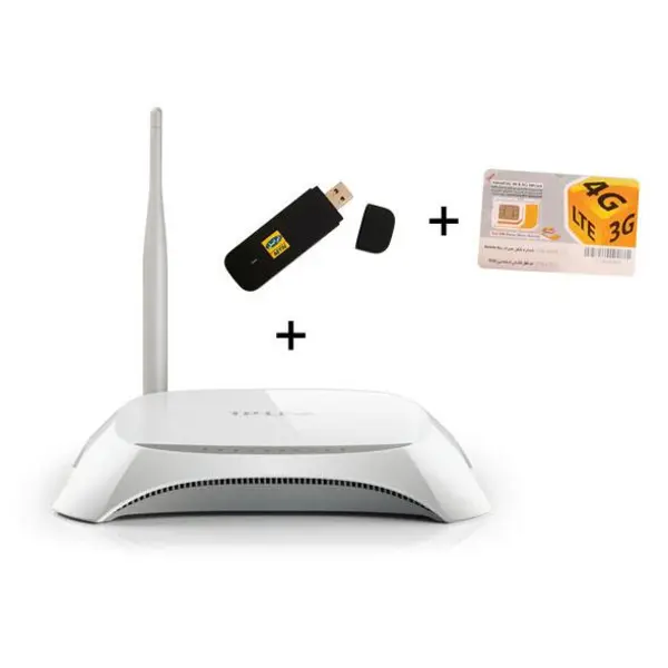 مودم همراه 3G/4G ایرانسل مدل Huawei E3372 به همراه روتر تی پی-لینک مدل MR3220 Irancell E3372 3G/4G USB Dongle+ Tp-Link MR3220 3G/4G Router