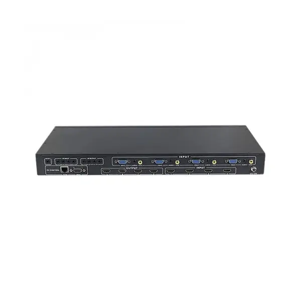 ماتریکس 4 در 4 HDMI بدون وقفه با ورودی VGA و AV و HDMI قابلیت ویدئو وال... Faranet HDMI 4×4 Mixed Input Seamless Matrix & Video-Wll + IR Remote / FN-W404