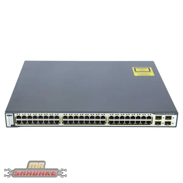 سوئیچ 48 پورت POE اترنت 4 پورت SFP مدیرتی سیسکو WS-C3750-48PS-S - 4