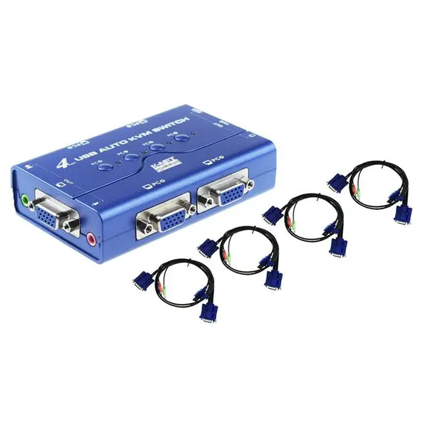 کی وی ام سوئیچ 4 پورت کی نت پلاس Knet Plus 1.2M 4-Port VGA KVM Switch - 4