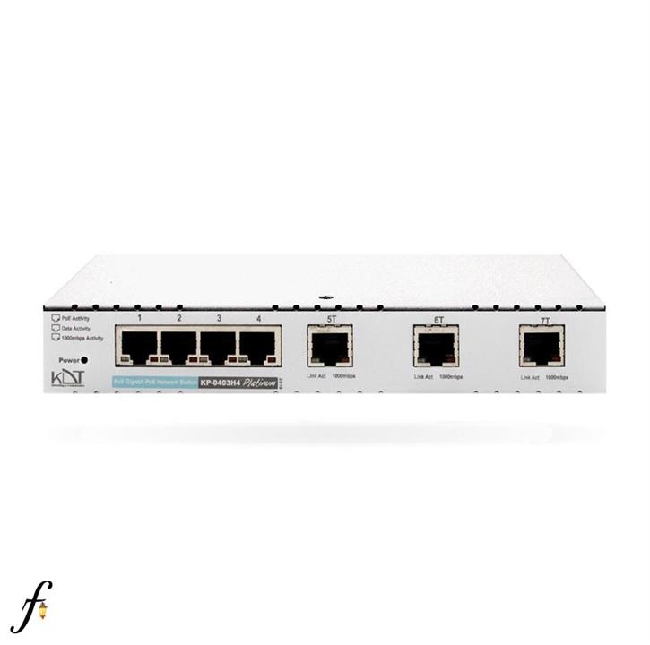 سوئیچ غیر مدیریتی 4 پورت PoE کی دی تی مدل KP-0403H4 با 3 پورت Uplink