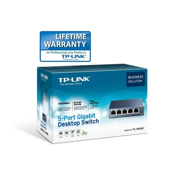 سوییچ گیگابیتی 5 پورت دسکتاپ تی پی-لینک مدل TL-SG105 TP-Link TL-SG105 5-Port Gigabit Desktop Switch - تصویر 1