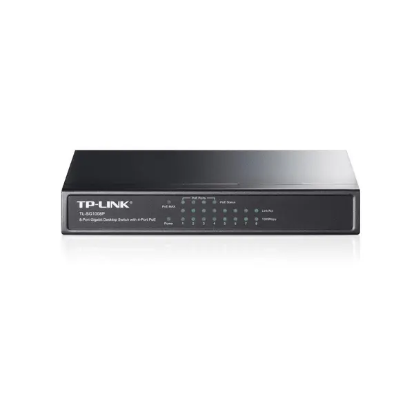 سوییچ 8 پورت گیگابیتی تی پی-لینک به همراه 4 پورت POE مدل TL-SG1008P TP-LINK TL-SG1008P 8-Port Gigabit Desktop Switch with 4-Port PoE - 3