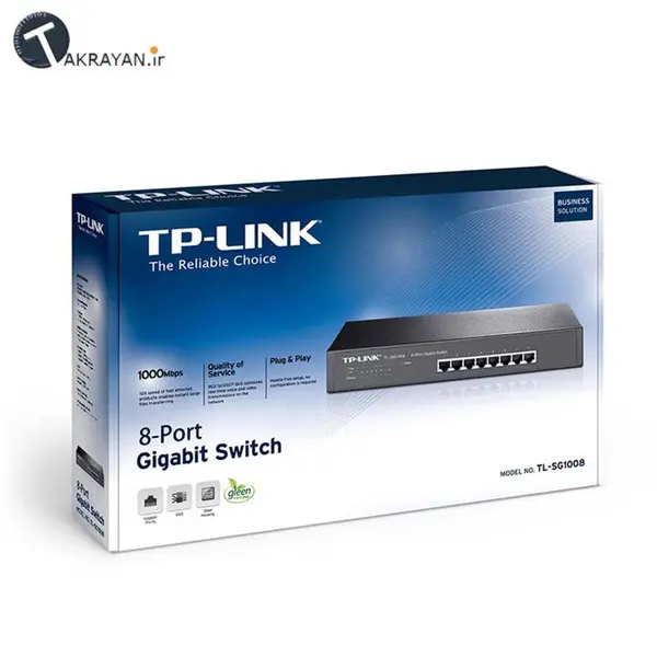 سوییچ 8 پورت گیگابیت و دسکتاپ/رکمونت تی پی-لینک مدل TL-SG1008 TP-LINK TL-SG1008 8-Port Gigabit Desktop/Rackmount Switch - 2