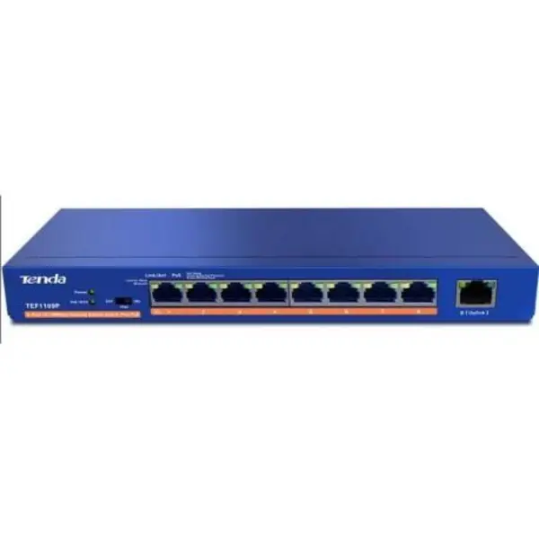 سوئیچ 9 پورت تندا مدل تی ای تی ای اف 1109 پی Tenda TEF1109P Unmanaged Desktop 9 Port Fast Ethernet Switch - 2