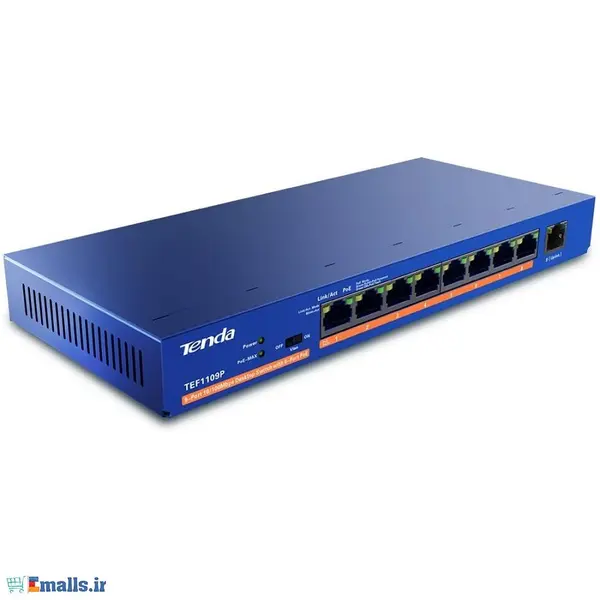 سوئیچ 9 پورت تندا مدل تی ای تی ای اف 1109 پی Tenda TEF1109P Unmanaged Desktop 9 Port Fast Ethernet Switch - 5