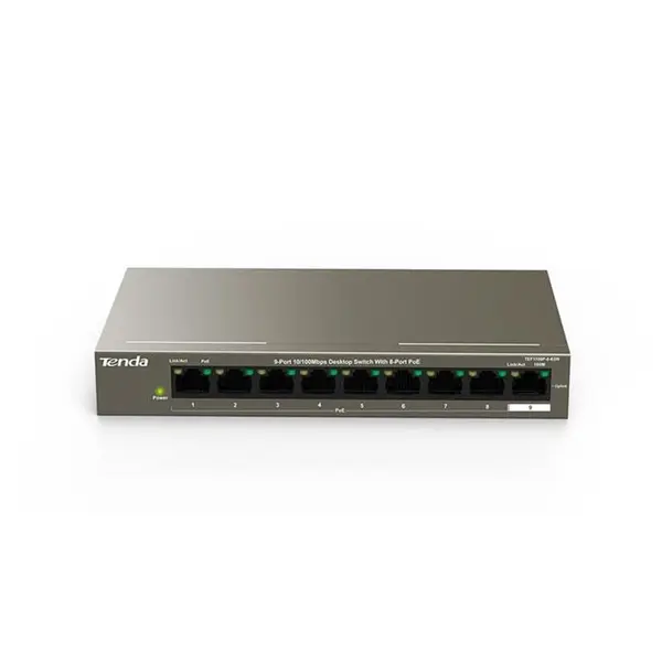 سوئیچ 9 پورت اترنت 8پورت POE غیر مدیریتی تندا Tenda TEF1109P TENDA TEF1109P 8Ports 63W POE Switch - 4