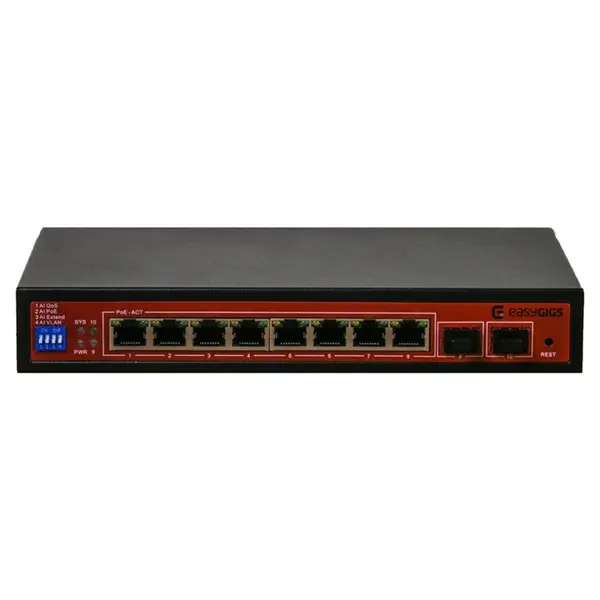 سوییچ ۸ پورت مدیریتی PoE ایزی گیگز مدل SWU-2451-10GPS EASYGIGS SWU-2451-10GPS 8-Port PoE Switch