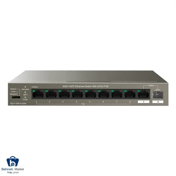 سوییچ ۱۰ پورت PoE تندا مدل TEG1110PF-8-102W - 2