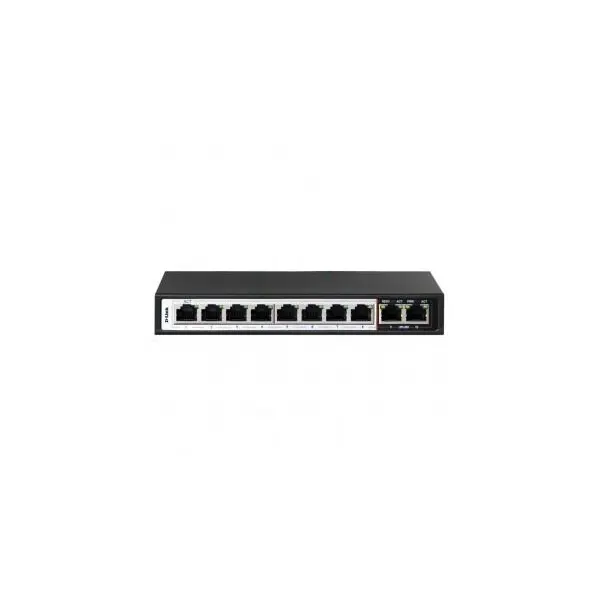 سوئیچ 10 پورت اترنت غیرمدیرتی 8 پورت PoE دی لینک DES-F1010P-E