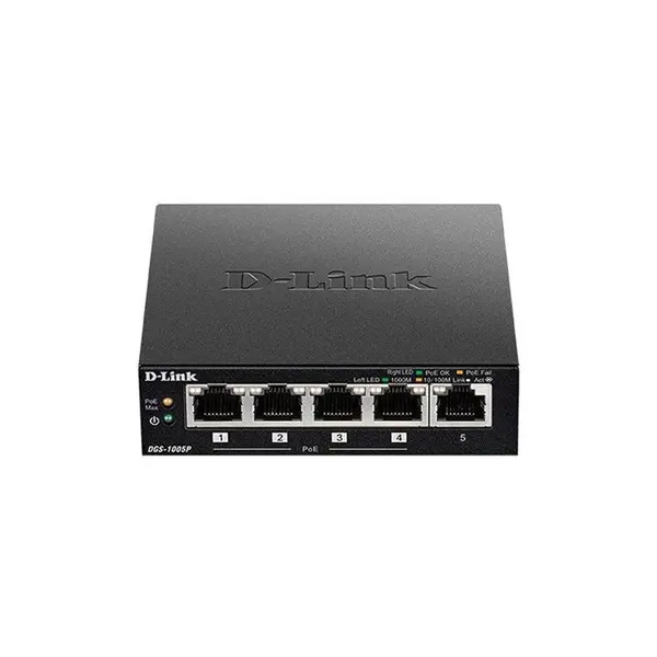 سوئیچ غیر مدیریتی 5 پورت گیگابیت با 4 پورت PoE دی لینک مدل DGS-1005P