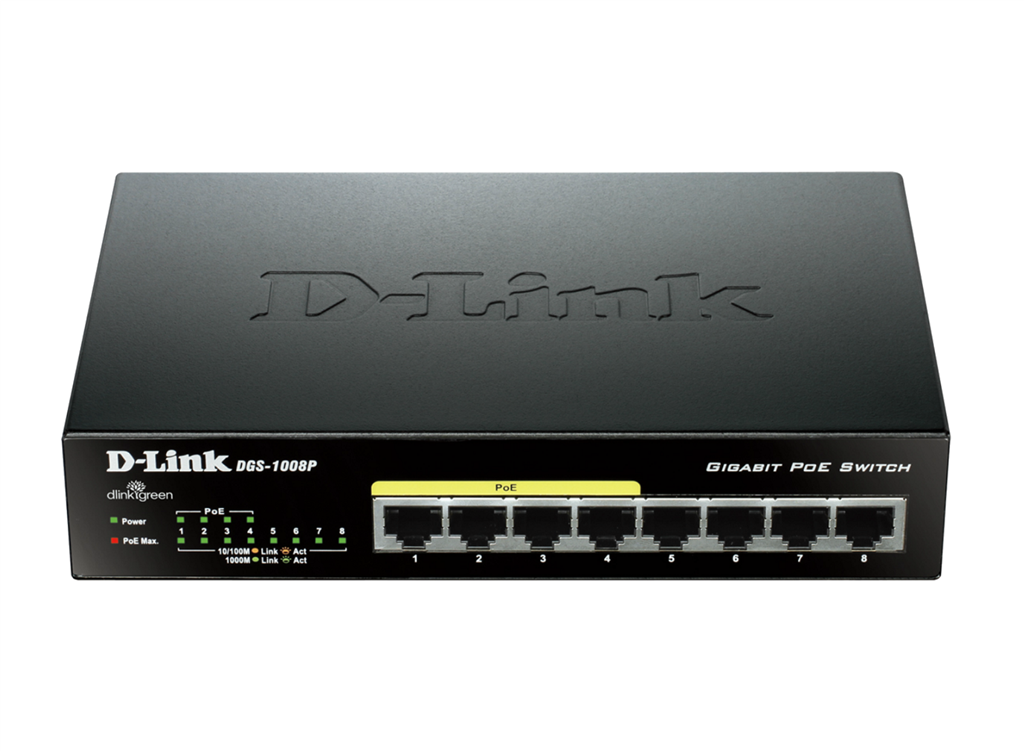 D-Link DGS-1008P 8-Port Gigabit PoE Unmanaged Switch