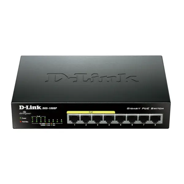 سوییچ 8 پورت گیگابیتی و غیر مدیریتی دی-لینک مدل DGS-1008P D-Link DGS-1008P 8-Port Gigabit PoE Unmanaged Switch - 3