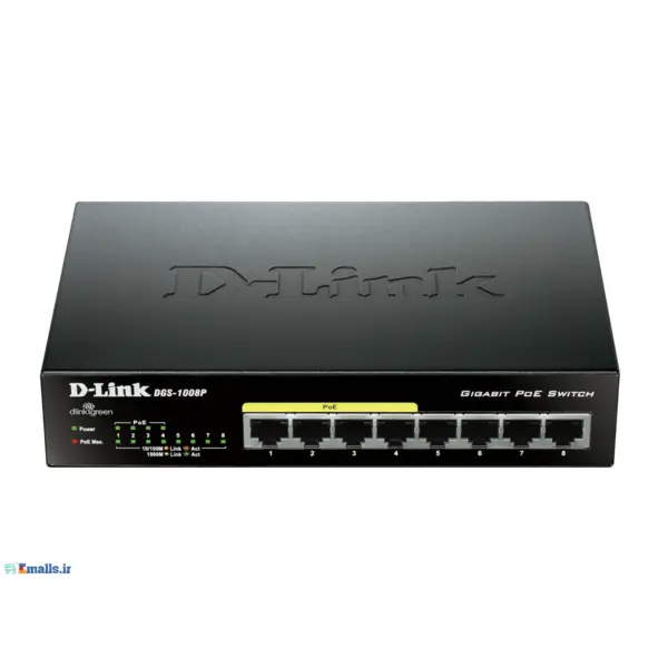 سوییچ 8 پورت گیگابیتی و غیر مدیریتی دی-لینک مدل DGS-1008P D-Link DGS-1008P 8-Port Gigabit PoE Unmanaged Switch - 5