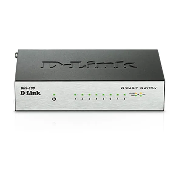 سوئیچ 8 پورت گیگ دی-لینک D-Link DGS-108 D-Link DGS-108 8-Port Gigabit Unmanaged Desktop Switch - 2