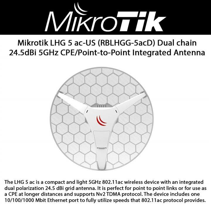 روتر و اکسس پوینت رادیو وایرلس میکروتیک مدل LHG 5 ac  Mikrotik LHG 5 ac