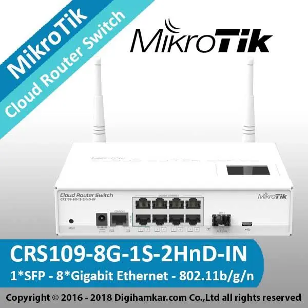 کلود روتر سوئیچ میکروتیک MikroTik CRS109-8G-1S-2HnD-IN CRS109-8G-1S-2HnD-IN 8x Gigabit Smart Switch - 4