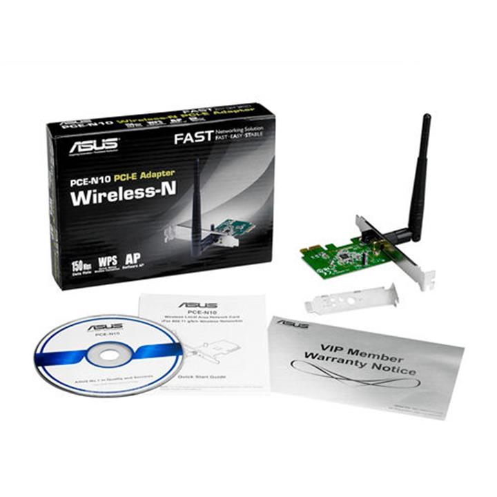 کارت شبکه بی‌سیم و PCI Express ایسوس مدل PCE-N10 Asus PCE-N10 Wireless-N150 PCI Express Adapter