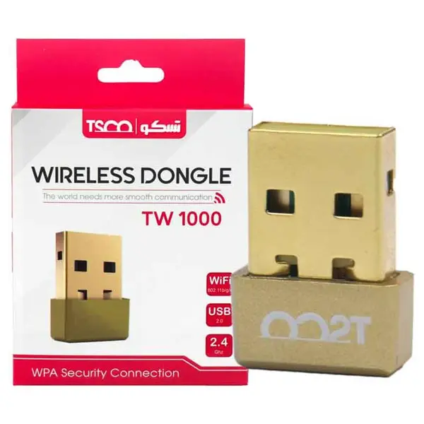 کارت شبکه USB تسکو مدل TW 1000 کارت شبکه بی سیم برند TSCO مدل TW1000