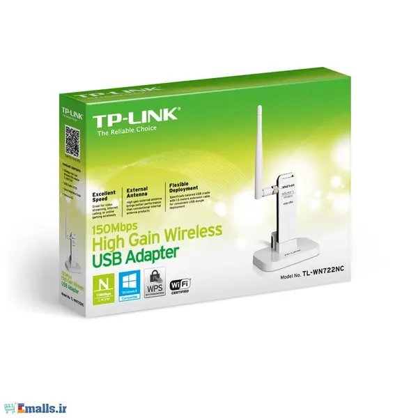 تی پی لینک کارت شبکه USB بی سیم TL-WN722NC TP-LINK TL-WN722NC 150Mbps High Gain Wireless USB Adapter - 5