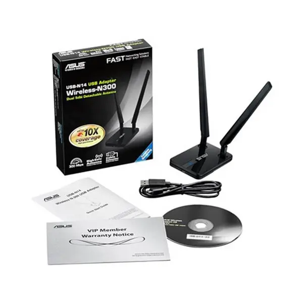 کارت شبکه USB و بی سیم ایسوس مدل USB-N14 Asus USB-N14 Wireless-N300 USB Adapter - 3