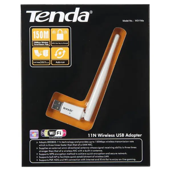 کارت شبکه بیسیم تندا یو اس بی مدل W311MA Tenda W311MA Wireless N150 High Power USB Adapter - 3