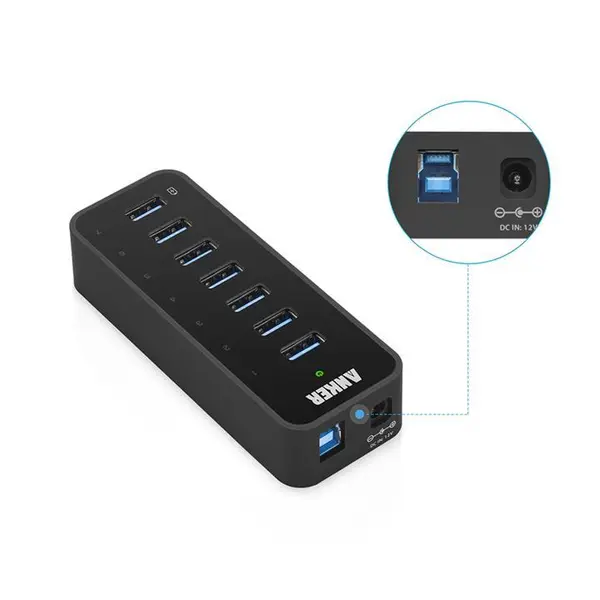 هاب یو اس بی 3 7 پورت Anker USB 3.0 7 Port Hub with 1 BC 1.2 Charging Port