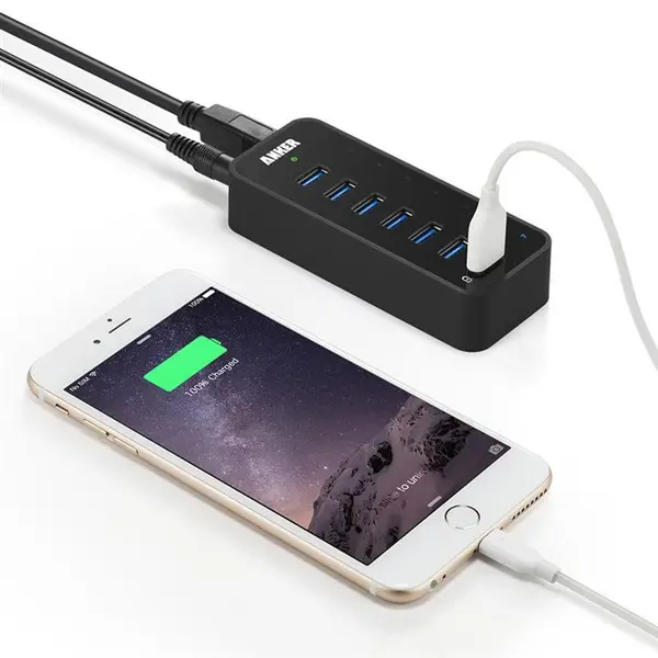 هاب یو اس بی 3 7 پورت Anker USB 3.0 7 Port Hub with 1 BC 1.2 Charging Port