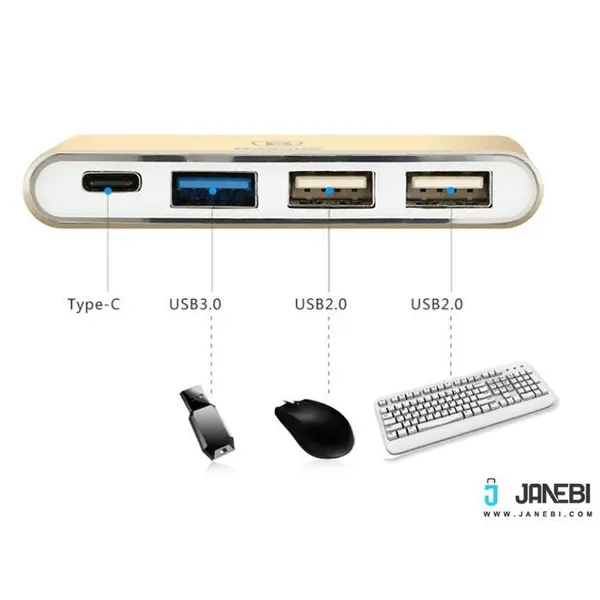 هاب آداپتور تایپ سی بیسوس Baseus Sharp Series Type-C To Type-C+3 HUB Adapter Baseus Sharp Series Type-C To Type-C+3 HUB Adapter