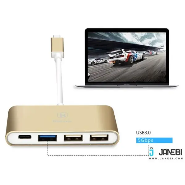 هاب آداپتور تایپ سی بیسوس Baseus Sharp Series Type-C To Type-C+3 HUB Adapter Baseus Sharp Series Type-C To Type-C+3 HUB Adapter