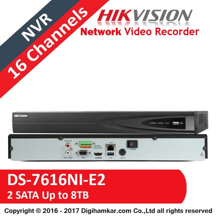 ضبط کننده ویدئویی تحت شبکه هایک ویژن مدل DS-7616NI-E2/16P HIKVISION DS-7616NI-E2/16P NVR